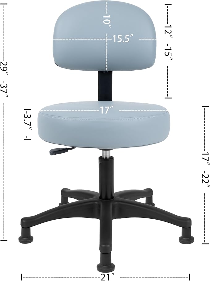 TAKE UR SEAT® Economical Multi-Purpose Medical Spa Chair Stool with Adjustable seat and Back Height. Advanced Fabric seat Cover is Easy to Clean. Glide (Table Height Grey)