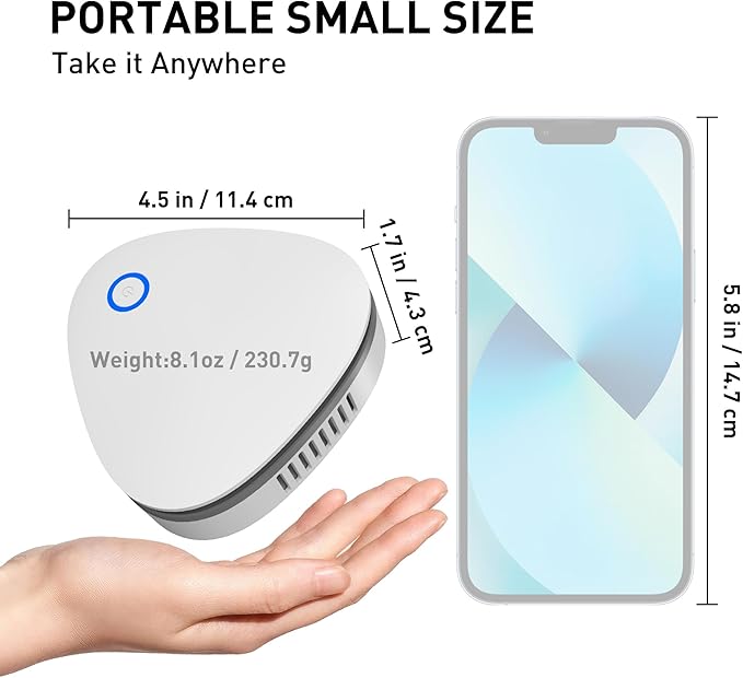 Mini Battery Powered 20mg/h Ozone Machine for Hunting Home Shoes cabinet Fridge Cat litter(White)