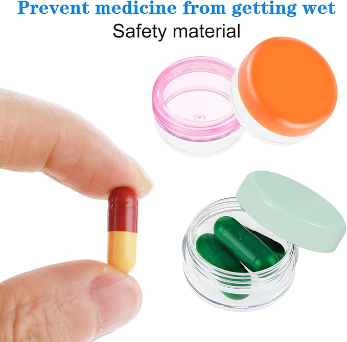 Small Pill Organizer Box, 5 Pcs Travel Pill Case Holder Portable Daily Mini Pill Container BPA Free Medicine Storage Container for Purse Pocket Briefcase (Blue/Orange/Rose/Green/White)