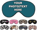 AMAPARK Customized Funny Sleep Mask Personalized with Photo Text Logo Sleeping Masks, Custom Gift for Her Him Men Women, Blue Green
