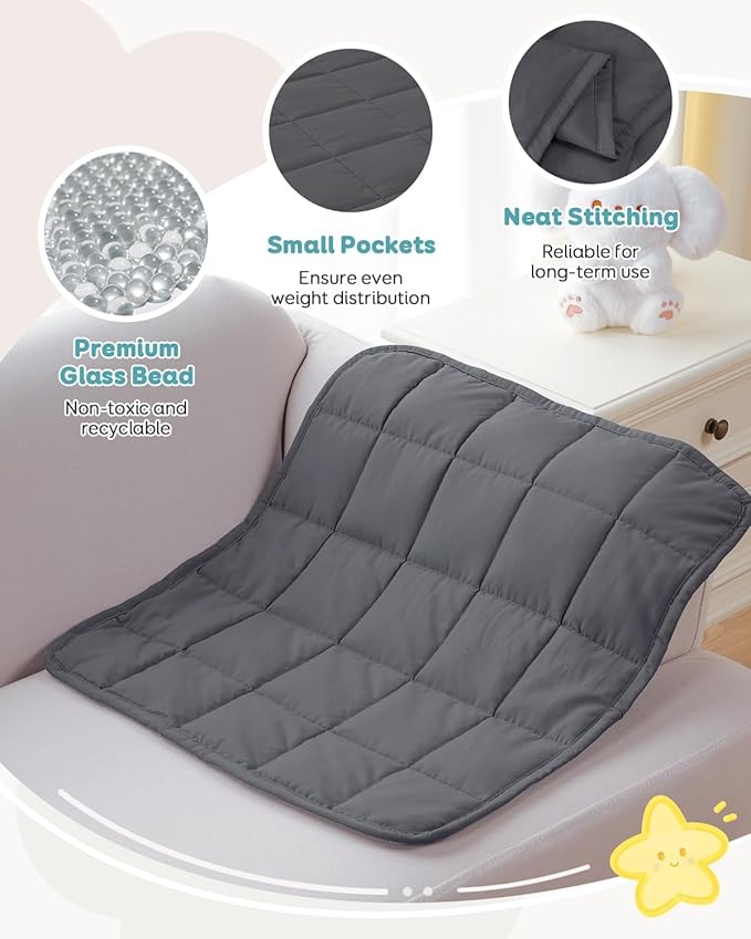 Topblan 2 lb Weighted Blanket, 19" x 21" Weighted Lap Pad, Soft Breathable Premium Glass Bead Filling for Calming, Machine Washable, Dark Grey