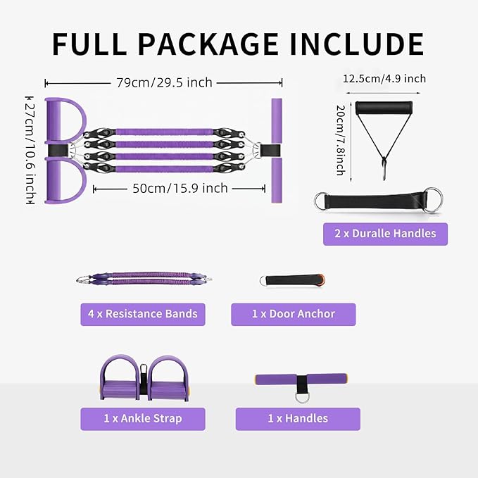 Multifunction Tension Rope, 2 Tubes Stretch Yoga Pedal Tension Strap, Adjustable Resistance, Tension Rope Fitness Equipment