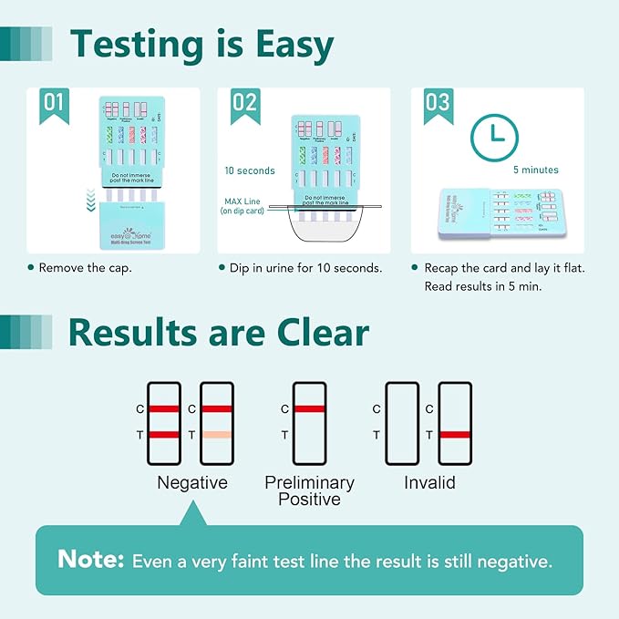 Easy@Home Multi-Drug Screen Test: (12 Pack) at Home Drug Testing Kits Detecting Amphetamine Oxazepam Cocaine Morphine Cannabinoids Human Urine Sample Only - #EDOAP-754