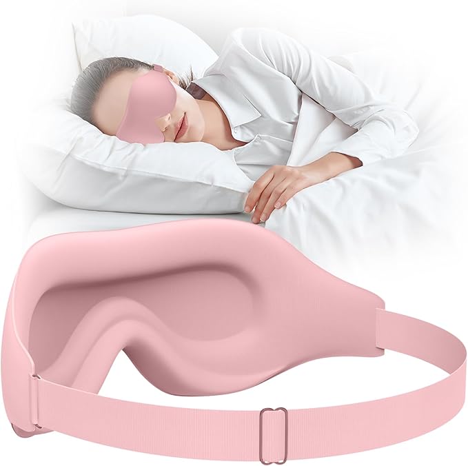 EVA BELLE Sleep Mask, Zero Pressure 3D Eye Mask for Men Women, Cool Smooth Eye Cover, Pink