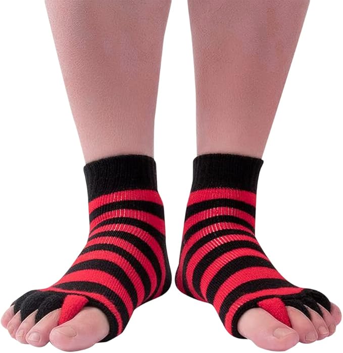 Women Toe Separator Socks Toeless Foot Alignment Socks for Yoga GYM Massage Pain Relief Improves Circulation Stretchy