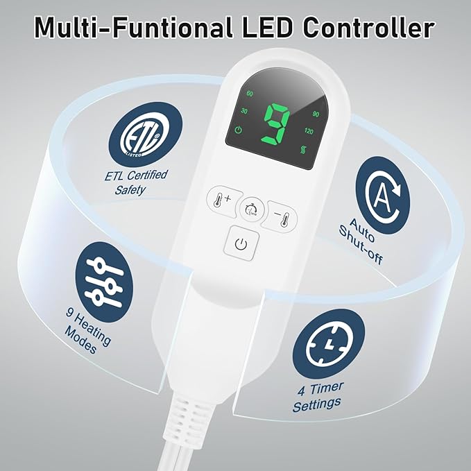 Heating Pad for Neck and Shoulders and Back Pain Relief, Large Size 24”X34” Electric Heating Pad with 9 Heat Setting & 4 Auto-Off Timers - Mothers Day & Birthday Gifts for Women Men Mom Wife