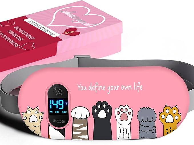 Portable Heating Pad for Period Cramps: Menstrual Heating Pad with Unique Design, Fast Heating Pad with 6 Heat Levels and 6 Massage Modes, Gifts for Her, Women, Teens and Girls