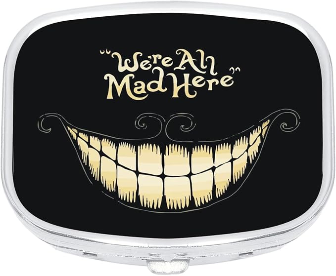 NewCharms Cheshire Cat Wonderland 2-Compartment Easy Open Rectangular Pill Box Medicine and Vitamin Dispenser