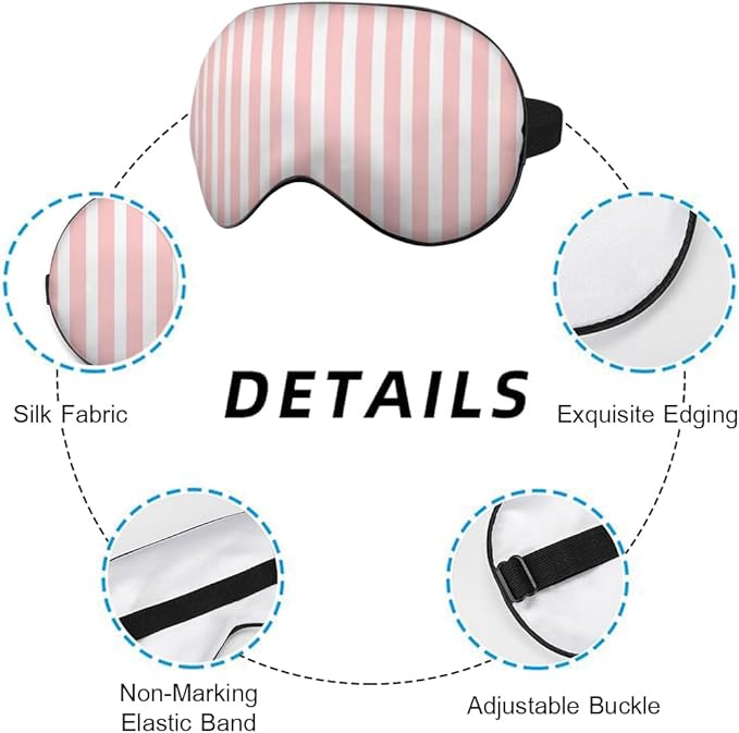 Striped Eye Mask Sleeping Mask Pink and White Stripes Sleep Masks Silky Soft Eye Cover for Women Men Shading Blindfold for Air Travel Sleeping