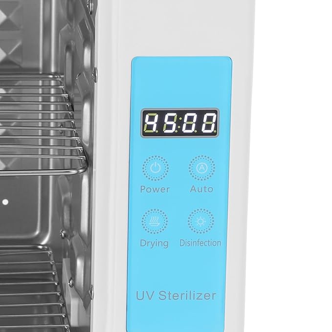 24L Multifunctional Nail Tool Cleaning Machine, Nail Tool Drying Box with 167℉ Hot Air, Adjustable Tiers, LED Display, For Hair, Salon, Spa, Nail, Salon (Blue)