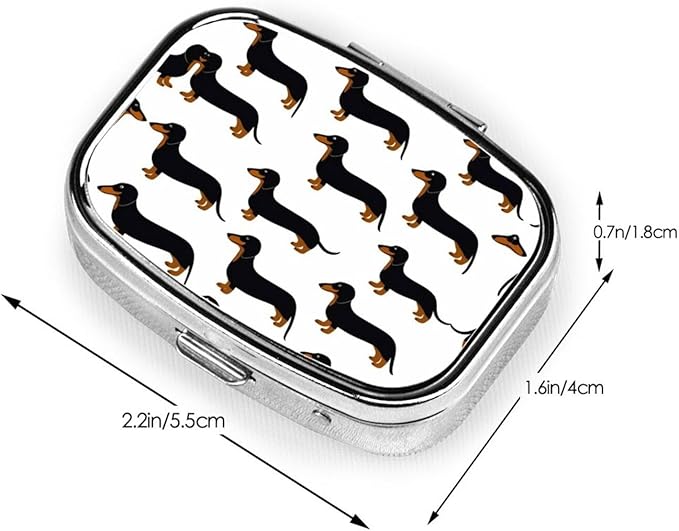 Small Pill Case Wiener Dog Dachshund Pet Dogs, Travel Pill Organizer Pill Box Portable Medicine Organizer, Cute Pill Holder Container for Vitamin, Fish Oil