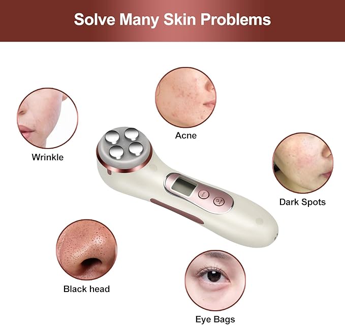 MiSMON High Frequency Facial Machine 5 in 1 Facial Massager Micro-Current Recharable Facial Frequency Device