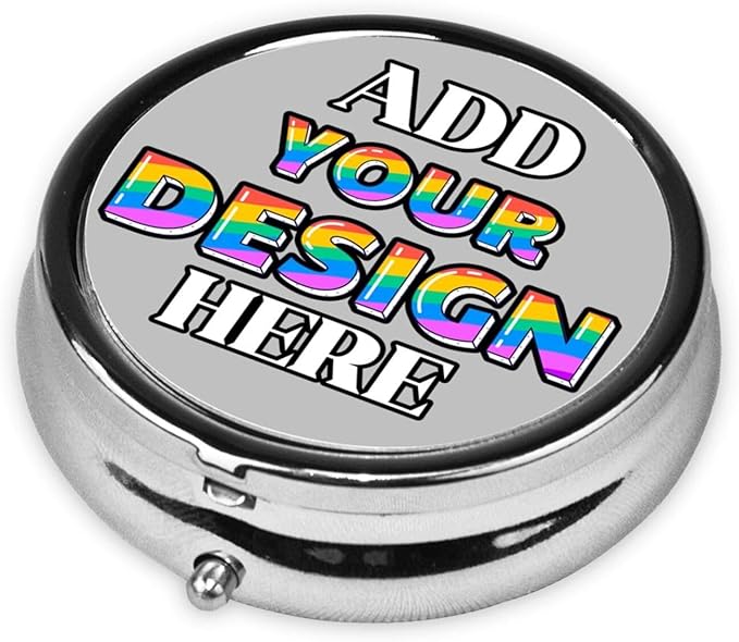 Custom Pill Case, Medicine Pill Box Organizer Container Travel Pill Holder Vitamin for Purse Med Wallet Portable Mini Pastillero Round, Silver, Personalized Gifts