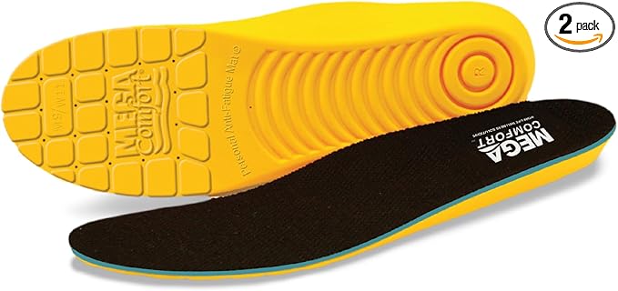 MEGAComfort Personal Anti-Fatigue Mat Shoe Inserts, Size M10/W12, Memory Foam Insoles and Shock Absorption, Ergonomically Designed, Reduce Pain and Improve Balance