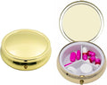 Set of 2 Circular Embossed Triple-Compartment Pocket Purse Pill Box & Organizer (Large Gold Curved)