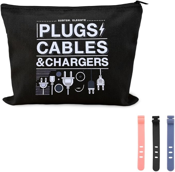 Small Electronic Gift Bag Pouch Travel Charging Cable Pouch Camping Cord Organizer Bags Wire Storage Ties Reusable Plug Charger Case Bags Portable Earphone Pouches with Zipper Electrician Gift Pouches