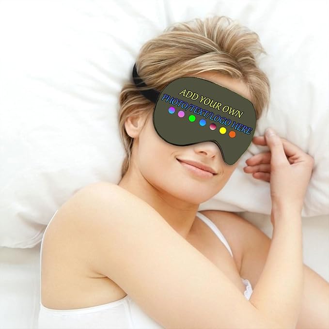 Personalized Eye Mask, Custom Eyeshade Blindfold Add Your Design Image Text Customized Eye Cover with Adjustable Strap for Sleeping Travel Work Naps Blocks Light, Yellow Green