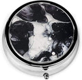 Round Medicine Box Portable Mini Metal Pill Case 2 inches Travel Little Pill Dispenser for Purse