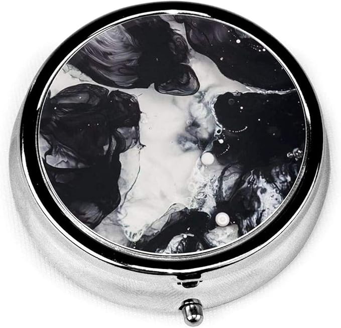 Round Medicine Box Portable Mini Metal Pill Case 2 inches Travel Little Pill Dispenser for Purse