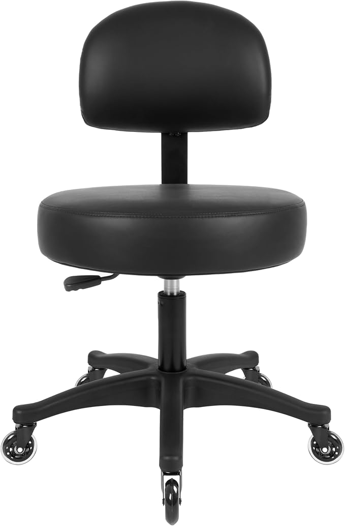 TAKE UR SEAT® Economical Multi-Purpose Medical Spa Chair Stool with Adjustable seat and Back Height. Advanced Fabric seat Cover is Easy to Clean. Blade Wheels (Table Height Black)