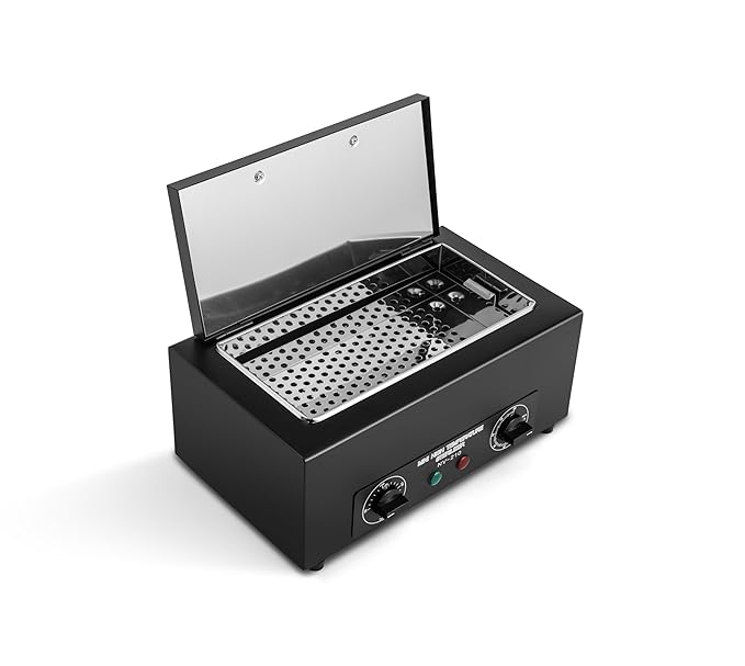 Professional Nail Tool Sterilizer Box, 2.2L Dry Heat Cleaning Cabinet with Temperature Control, Timer for Manicure Pedicure SPA Salon Barber Equipment (Black)