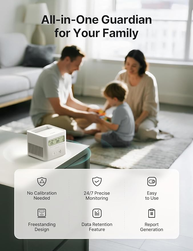 X-Sense Radon Detector for Home, Easy to Use, Zero Lab Fees, No Installation Required, Continuous Monitoring with Clear LCD Screen, XR0A-SR
