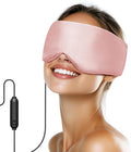 Silk Heated Eye Mask, USB Corded Electric Face Heating Pad for Sinus Pressure Relief, Warm Eye Compress for Dry Eyes, Stye and Tension Headache with 3 Temp Settings & 30-Min Auto Off, Champagne Pink