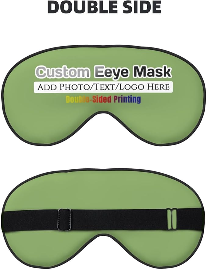 Custom Sleep Eye Mask Personalized Men Women Blindfold Design Your Own Photo Text Logo Adjustable Strap Soft Eyeshade Customized Blackout Eye Cover for Home Offices Travel Kiwi