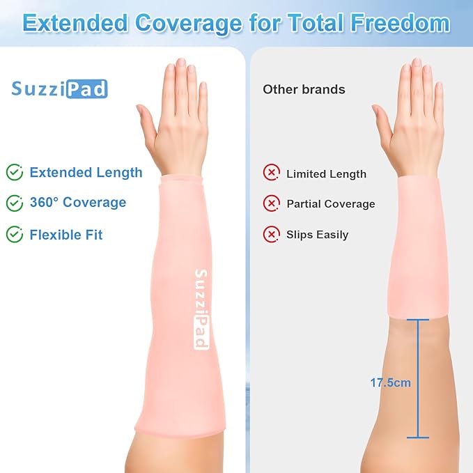 Suzzipad Extended-Length Elbow Ice Pack for Pitchers, Flexible Arm ice Pack Sleeve, 360° Reusable Gel Wrap for Upper Arm, Wrist, Shin Splint, Tendonitis and Golfers Relief, Pink, Large
