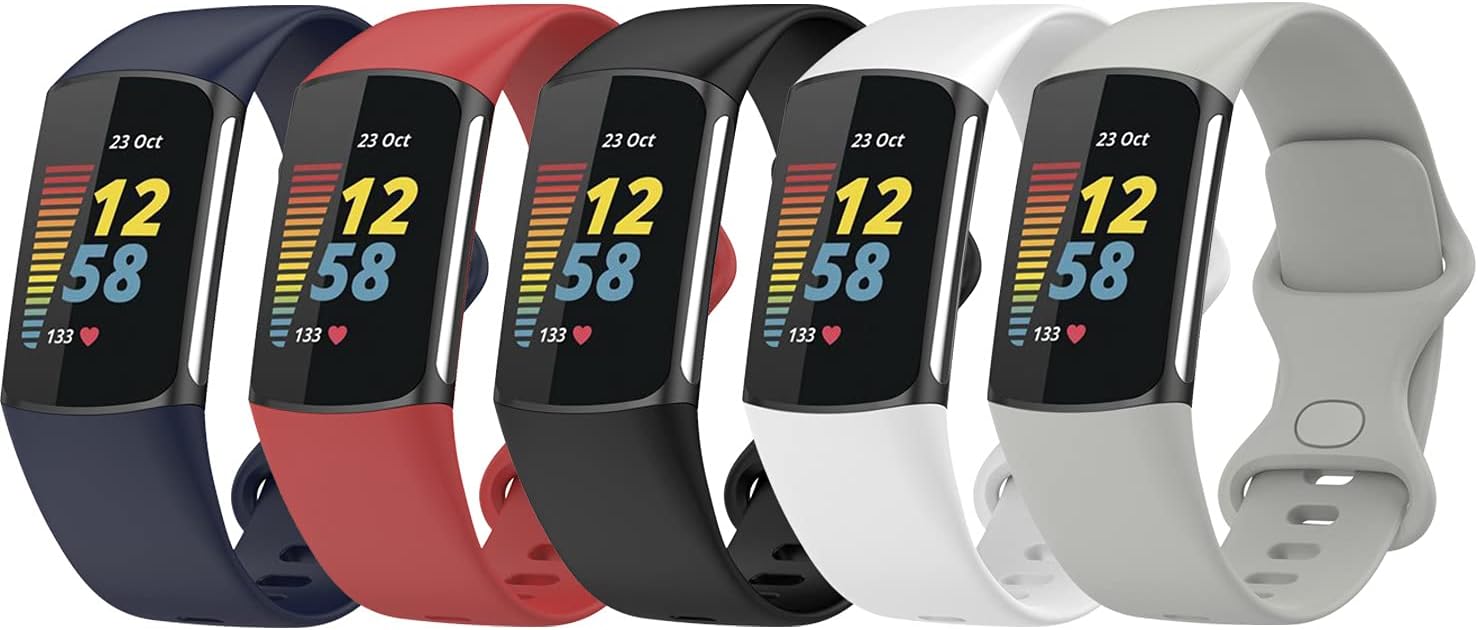 Compatible with Fitbit Charge 5 Bands Women&Men, Replacement Soft Silicone Watch Straps Soft Wristband for Fibit Charge 5 Advanced Fitness & Health Tracker