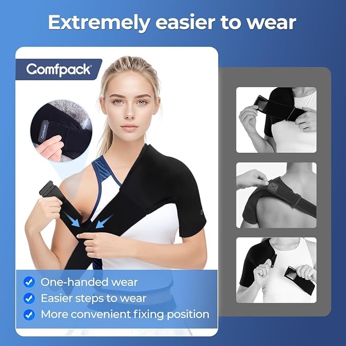 Shoulder Ice Pack Wrap for Rotator Cuff and Arm, Soft & Flexible Gel Cold Warp with Compression for Injuries, Tendonitis, Surgery, Easy to Wear for Men & Women