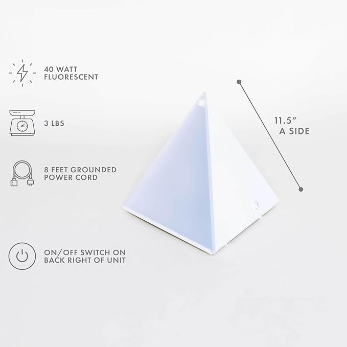 Northern Light Technologies Luxor Mini - 10000 Lux Light Therapy Lamp - Full Spectrum Pyramid LED Lightbox Therapy Light for Natural Mood and Energy Enhancement, Sunlight Desk Lamp, White