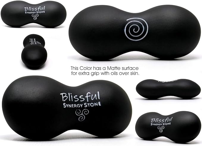 Blissful (Basalt Black)(Single) Synergy Stone - Contoured Hot Stone Massage Tool with Radiant Heat - Relaxing and Therapeutic for Neck, Back, Legs, Feet - Matte Surface for on Skin with Oil only