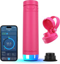 HidrateSpark PRO 2 21oz Bundle – Smart Hydration Bottle with Clinically Accurate Water Tracking & Extended Batter Life - Syncs with Apple Health, Fitbit, Smart Rings & Watches - Flamingo