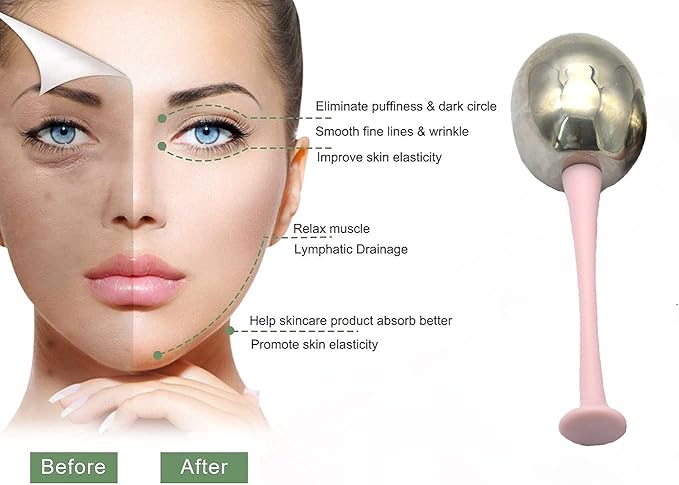 Floraison Unbreakable Stainless Steel Magic Cooling Beauty Facial Sticks for Face, Neck & Body Cryo Sticks & Cold Roller for face Puffiness & Wrinkles, Wine-Chilling Wands (Pink)