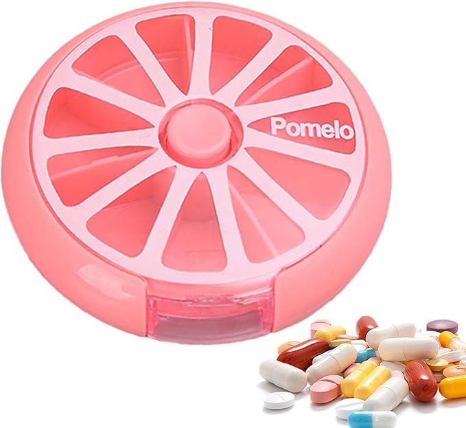 Weekly Pill Organizer - Eco-Friendly Round Pill Storage Box, Round Pill Organizer | 7-Compartment Weekly Pill Dispenser, Weekly Medication Organizer Suitable for vitaminn, Medication, and Candy