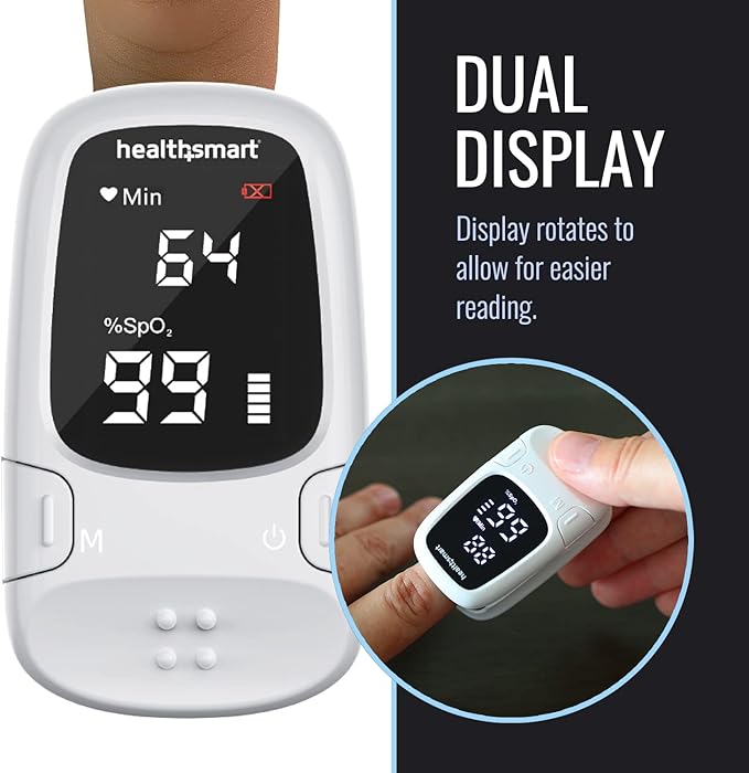 HealthSmart Digital Fingertip Sport Pulse Oximeter, Fast Results, Clinically Accurate, Easy-To-Read LED Display, Auto-Shutoff