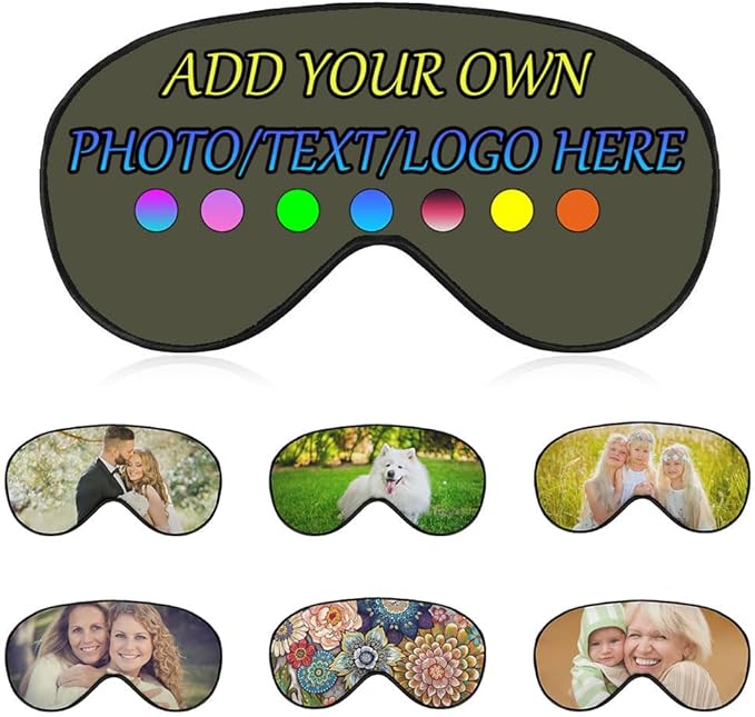 Personalized Eye Mask, Custom Eyeshade Blindfold Add Your Design Image Text Customized Eye Cover with Adjustable Strap for Sleeping Travel Work Naps Blocks Light, Yellow Green