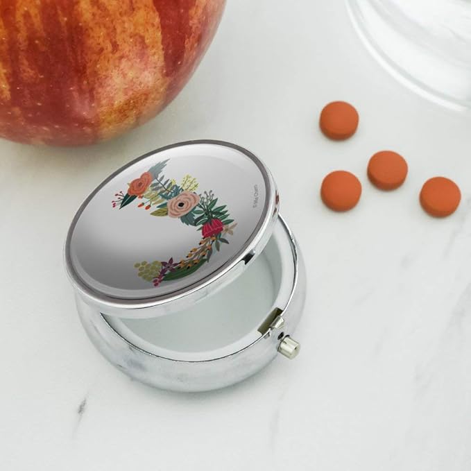 Letter J Floral Monogram Initial Pill Case Trinket Gift Box