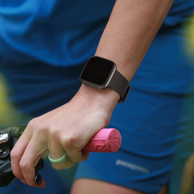 Mugust Sport Bands Compatible with Fitbit Versa, Classic Soft Silicone Replacement Wristbands Straps for Fitbit Versa 2 Smart Watch Women Men (Small,Black)