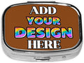 Custom Travel Pill Box, Medicine Pill Organizer Case Container Travel Pill Holder Vitamin for Boxes Med Wallet Portable Mini Pastillero Square, SaddleBrown, Personalized Gifts,