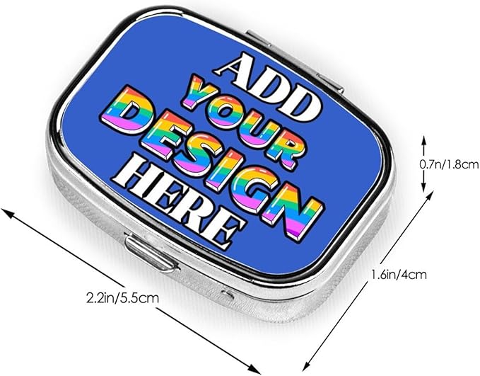Custom Pill Case, Medicine Pill Box Organizer Container Travel Pill Holder Vitamin for Purse Med Wallet Portable Mini Pastillero Square, Deep Blue, Personalized Gifts,