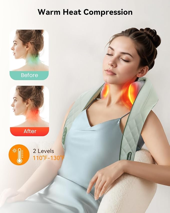 Snailax Cordless Neck Shoulder Massager with Heat, 4D Deep Tissue Kneading, Shiatsu Back Massager Pillow for Neck, Shoulder, Christmas Gifts for Men, Women