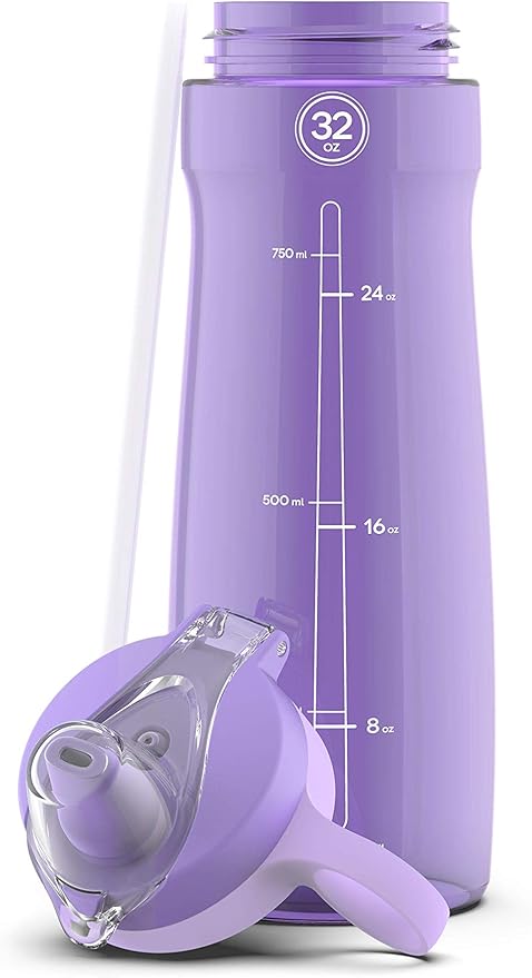 Pogo Plastic Water Bottle with Straw Lid and Carry Handle, Reusable, BPA Free, Dishwasher Safe, Perfect for Travel, School, Outdoors, and Gym | 32oz, 40oz
