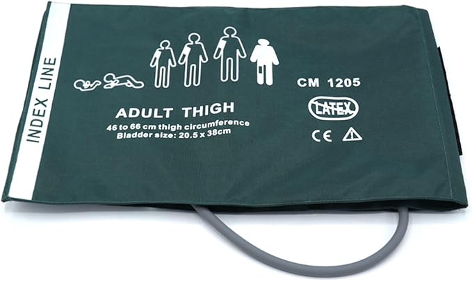 Blood Pressure Nylon Cuff with 35cm Single Tube for Adult Thigh 46-66 cm, Reusable Replacement NIBP Cuff with Inner Airbag for BP Monitor Machine, No Connector