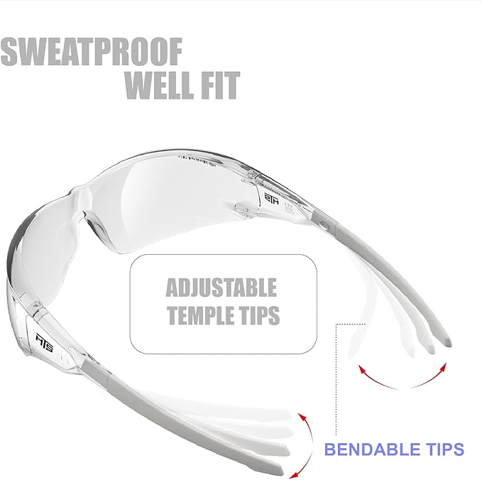 HTS HUNTERSKY ANSI Z87.1 Anti-Fog Clear Safety Glasses Pickleball Youth Baseball Lab Chemistry Goggles Scratch Resistant