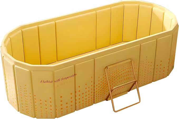 Portable Bathtub for Adult 47" Large Collapsible Cold Plunge Bathtub Foldable No Installation Ice Bath Tub for Shower Stall, Bathroom Hot SPA Soaking Standing Tub