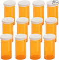 Empty Plastic Pill Bottles with Easy Open Snap Caps (Not Child Resistant), Prescription Medication Vials, Clear Containers Pill Cases Organizers (8 Dram, 12pcs)