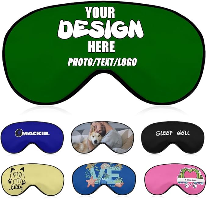 Custom Sleeping Eye Masks with Your Own Design, Customized Light Blocking Eyeshade for Deep Sleep Nap, Customize Blindfold Travel Accessory Sleep Aid Airplane Night Companion,#DarkGreen