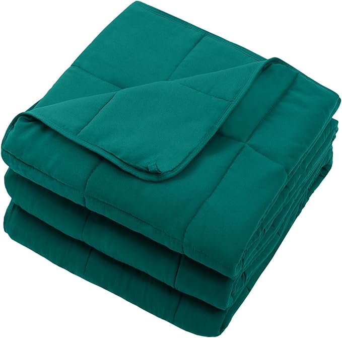 Green Weighted Blanket for Adults 12lbs, 48"x72", Twin Full Size Cooling Heavy Throw Blanket for 110-130lbs, Microfiber Soft Thick Big Blankets Weighted Comforter Breathable Gift for Sleeping